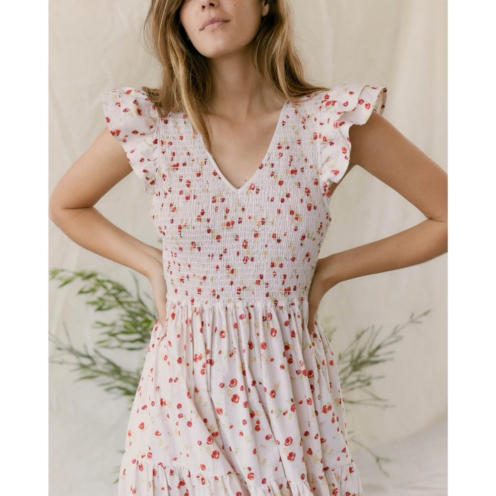 NWOT Christy Dawn The Bodie Maxi Smocked Flutter-Sleeve Floral Dress - Picture 3 of 7